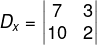 Clculo de valor de Dx em sistema linear 2x2