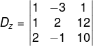 Clculo de valor de Dz em sistema linear 3x3